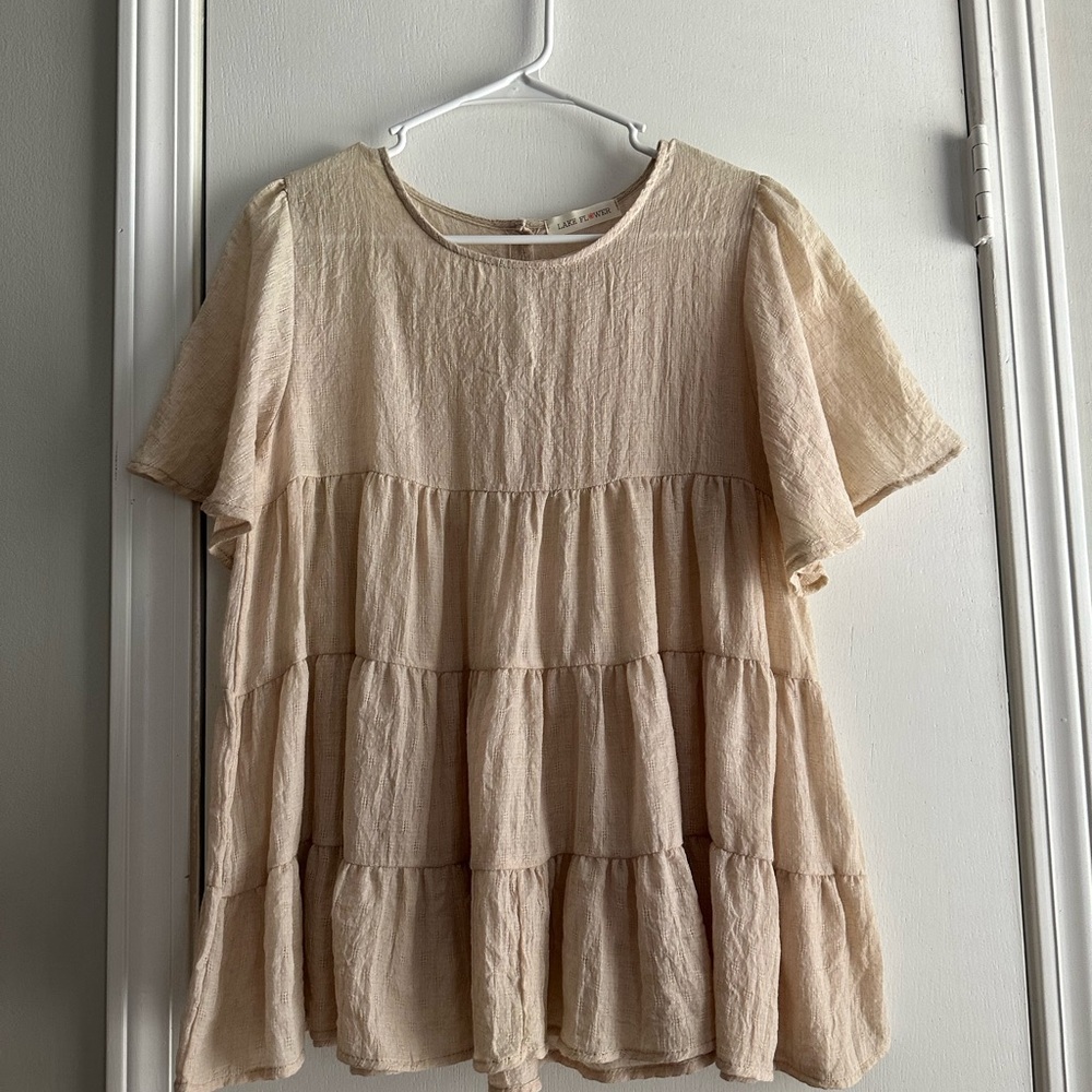 Elegant Beige Tiered Blouse NWOT